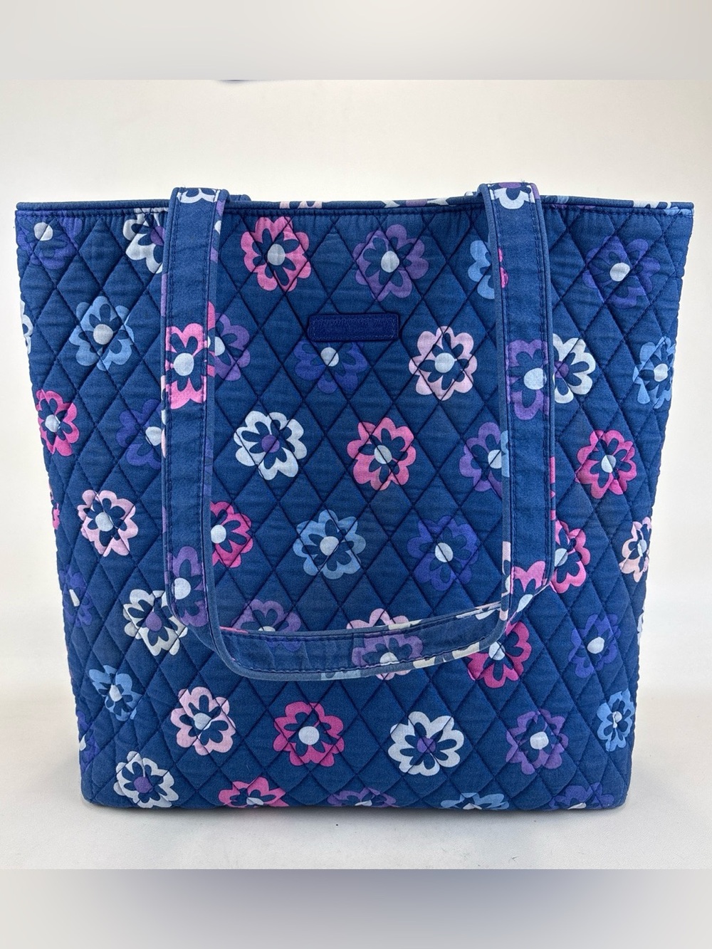 Vera Bradley blue quilted tote bag with flowers